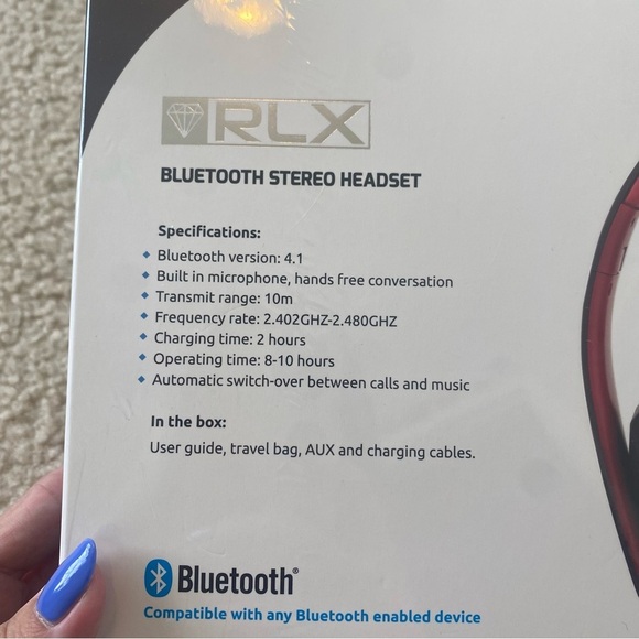 RLX Bluetooth Stereo Headset in Black / Red NIB - Picture 4 of 5
